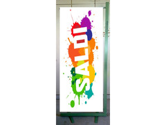 Espositore pubblicità bi-facciale 200 x 85 cm. per esterni ed interni.