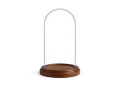 Campana in vetro decorativa con base in legno