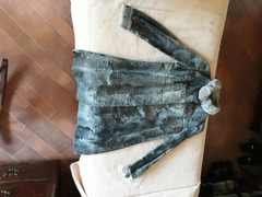 Cappotto 7/8 sette ottavi grigio in pelliccia autentica di Breitschwantz