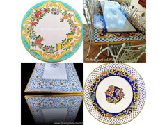 TAVOLI IN PIETRA LAVICA DECORATI A MANO A NAPOLI E IN CAMPANIA