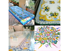 TAVOLI IN PIETRA LAVICA DECORATI A MANO A NAPOLI E IN CAMPANIA