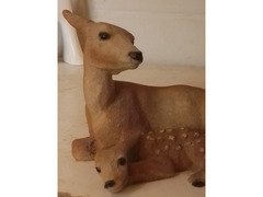 Cerbiatto Bambi con mamma, dipinti a mano