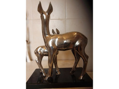 Bambi e mamma, base marmo, 20x10 cm, h30