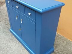 Credenzina arte povera, tipo  “ 600 “  blu