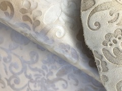 Pelle vacchetta floreale champagne per artigianato