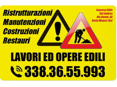 LAVORI ED OPERE EDILI - ARTIGIANO MURATORE Cell.338.3655993 Andrea