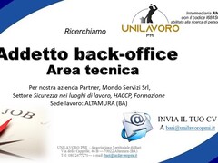 ADDETTO BACK-OFFICE AREA TECNICA