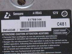 Fiat Stilo 192 BJ05 Airbag SG ECU Centralina 51709144 5WK43346