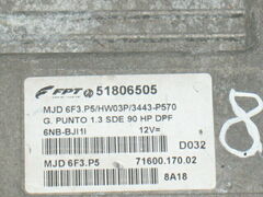 ECU FIAT GRANDE PUNTO 1.3 SDE 90HP 51806505 MJD 6F3.P5 HW03P