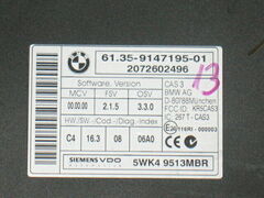 MODULE BMW X3 SIEMENS 5WK49513MBR 6135 9147195