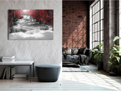 Quadro La Cascata - Rosso Cm. 90x60 E 120x80 ARREDALACASA