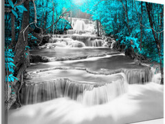 Quadro La Cascata - Turchese Cm. 90x60 E 120x80 ARREDALACASA