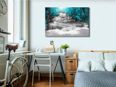 Quadro La Cascata - Turchese Cm. 90x60 E 120x80 ARREDALACASA