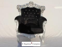 Salotto barocco completo divano poltrone tavolino nero e argento