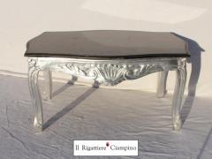 Salotto barocco completo divano poltrone tavolino nero e argento