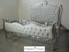 Letto barocco bianco argento matrimoniale promo