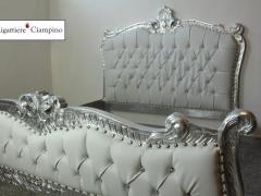 Letto barocco bianco argento matrimoniale promo