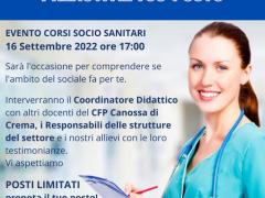OPEN DAY IL 16 SETTEMBRE ALLE 17:00 PER I CORSI ASA, OSS E RIQUALIFICA