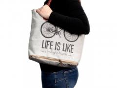 Borsa vintage design esclusivo in cotone e pelle