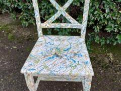 1 Sedia  colorata a mano Multicolori con seduta legno