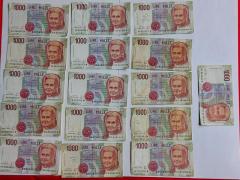 Lotto banconote da 1 milione e 166 mila Lire