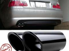 2X TERMINALI di Scarico Sportivi per BMW Serie 3 E46 in ACCIAIO Inox Nero | Ad Incastro Plug & P