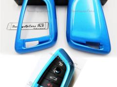 Cover Rigida Blu Metallizzato, Guscio per Chiave Bmw X1 (F48), Copertura Protezione Telecomando in A