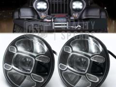 2 FARI LED 7'' Pollici Per JEEP CJ 6500K Bianco Puro | Luci di Posizione DRL + Anabbaglianti + Abbag