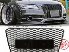 Griglia CALANDRA Anteriore per AUDI A7 C7 (10-14) | Mascherina Tuning Nido d' Ape Nero Lucido