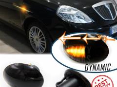 Frecce LED Dinamiche Sequenziali Laterali per LANCIA YPSILON (2003-2013) Nere Fumè, Omologate, CANb