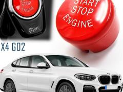 TASTO PULSANTE D'ACCENSIONE MOTORE "START STOP ENGINE" ROSSO IN ABS PER BMW SERIE X4 ( G02 ) con Tas