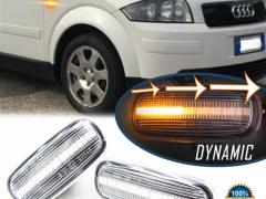 Frecce LED Laterali Dinamiche Sequenziali per AUDI A2 Bianche, Omologate, CANbus No Error, Plug &