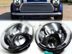 2 FARI LED 7'' Per MINI-MINOR Epoca 6500K Bianco Puro | Angel Eyes DRL, Posizione, Frecce, Anabb, Ab