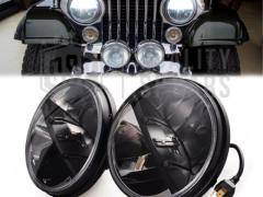 2 FARI LED 7'' Pollici Per JEEP CJ 6500K Bianco Ghiaccio | Anabbaglianti + Abbaglianti