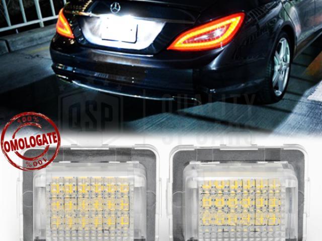 Kit Placche Complete Luci Targa Led per Mercedes CLS W218, Canbus 18 Led 6.500K, Plug & Play - 1/2