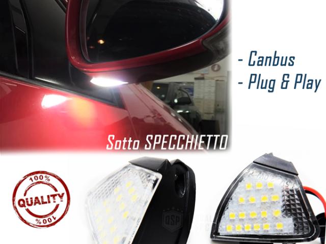 Kit Luci LED Sotto Specchietti CANbus per VW Eos, Placchette Complete 18 LED 6.500K Bianco Ghiaccio, - 1/1
