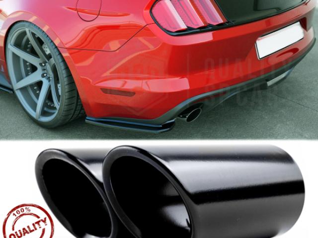 2 TERMINALI di Scarico DX + SX per FORD Mustang 6 in ACCIAIO Inox NERO | Ad Incastro - 1/2
