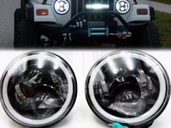 2 FARI LED 7'' Angel Eyes Per JEEP WRANGLER TJ 6500K Bianco Ghiaccio | DRL, Posizione, Frecce, Anabb