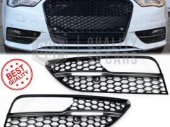 Griglie FENDINEBBIA per AUDI A3 (8V) RS3 Style | Mascherina a NIDO D' APE Nero Lucido, Stringa Croma