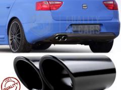 2X TERMINALI di Scarico Sportivi per SEAT EXEO in ACCIAIO Inox Nero | Ad Incastro Plug & Play