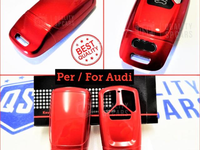 Cover Rigida Rosso Metallizzato, Guscio per Chiave Audi A5 (B9/8W6), Copertura Protezione Telecomand - 1/2